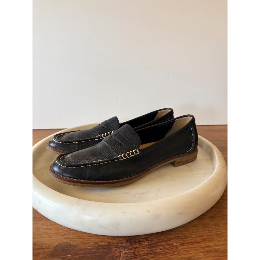 Sperry Seaport Penny Loafer black Leather Shoes STS86931 Womens 9